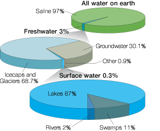 Distribution Chart Of Water On Earth