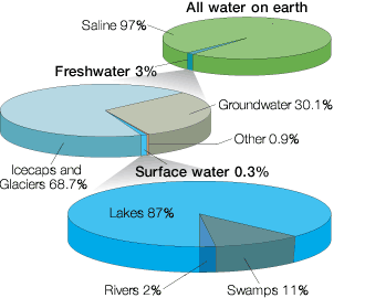 Pie Chart Showing Water On Earth